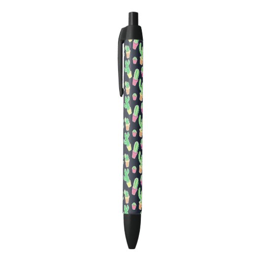 Neon Waterverf Cacti in Pots Pattern Zwarte Inkt Pen (Top (Verticaal))