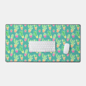 Neon Waterverf cactus in pottenpatroon 2 Bureaumat (Keyboard & Muis)