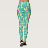 Neon Waterverf cactus in pottenpatroon 2 Leggings (Achterkant)