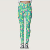 Neon Waterverf cactus in pottenpatroon 2 Leggings (Voorkant)
