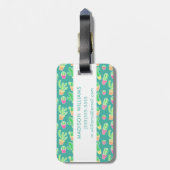 Neon Waterverf cactus in pottenpatroon Bagagelabel (Achterkant verticaal)