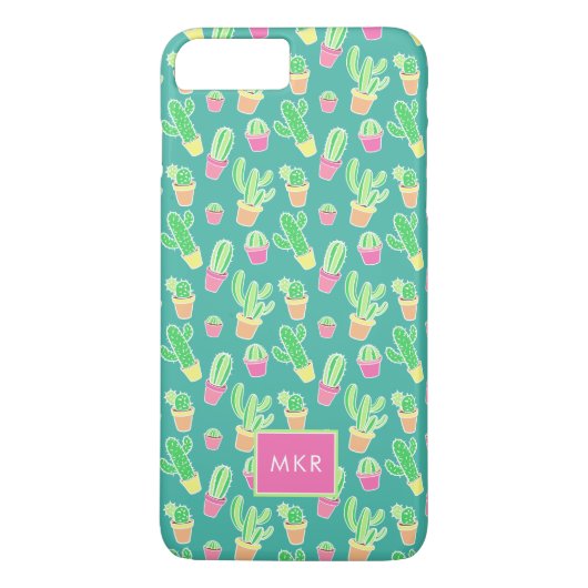 Neon Waterverf cactus in pottenpatroon Case-Mate iPhone Case (Achterkant)