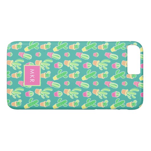 Neon Waterverf cactus in pottenpatroon Case-Mate iPhone Case (Achterkant (Horizontaal))