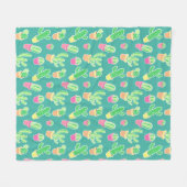 Neon Waterverf cactus in pottenpatroon Fleece Deken (Voorkant (Horizontaal))