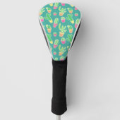 Neon Waterverf cactus in pottenpatroon Golfheadcover (Voorkant)