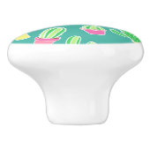 Neon Waterverf cactus in pottenpatroon Keramische Knop (Zijkant)