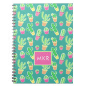 Neon Waterverf cactus in pottenpatroon Notitieboek (Voorkant)