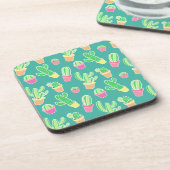 Neon Waterverf cactus in pottenpatroon Onderzetter (Linkerzijde)