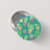 Neon Waterverf cactus in pottenpatroon Ronde Button 3,2 Cm (Voorkant /achterkant)