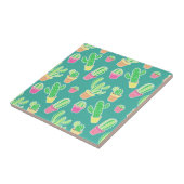 Neon Waterverf cactus in pottenpatroon Tegeltje (Zijkant)