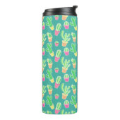 Neon Waterverf cactus in pottenpatroon Thermosbeker (Gedraaid links)