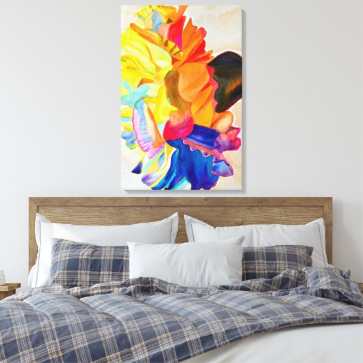 Neon waterverf canvas afdruk (Insitu (Slaapkamer))