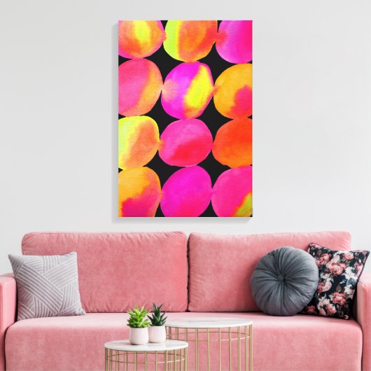 Neon Waterverf cirkel patroon abstracte kunstkleur Canvas Afdruk (Insitu (Woonkamer))