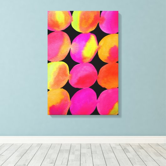 Neon Waterverf cirkel patroon abstracte kunstkleur Canvas Afdruk (Insitu (Houten vloer))
