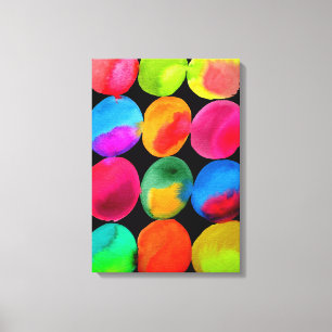 Neon Waterverf cirkel patroon abstracte kunstkleur Canvas Afdruk