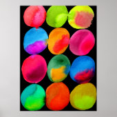Neon Waterverf cirkel patroon abstracte kunstkleur Poster (Voorkant)