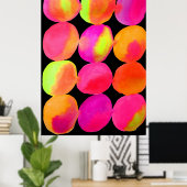 Neon Waterverf cirkel patroon abstracte kunstkleur Poster (Thuiskantoor)