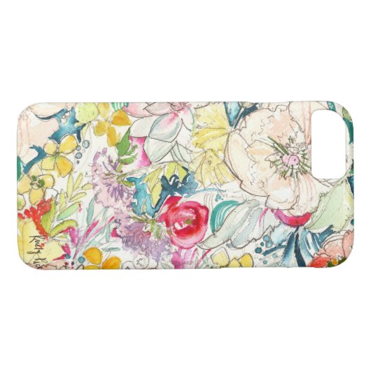 Neon Waterverf Flower iPhone 7 hoesje (Achterkant (Horizontaal))