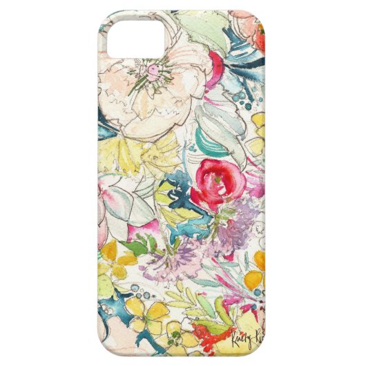 Neon Waterverf Flower iPhone Case (Achterkant)