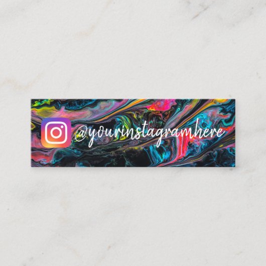Neon Waterverf Instagram Sociale media Mini Visitekaartje (Voorkant)