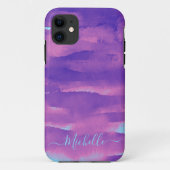 Neon Waterverf Roze Paarse Abstract Case-Mate iPhone Case (Achterkant)