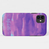Neon Waterverf Roze Paarse Abstract Case-Mate iPhone Case (Achterkant (horizontaal))