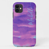 Neon Waterverf Roze Paarse Abstracte Hoesje-Mate i Case-Mate iPhone Case (Achterkant)