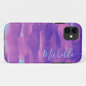 Neon Waterverf Roze Paarse Abstracte Hoesje-Mate i Case-Mate iPhone Case (Achterkant (horizontaal))