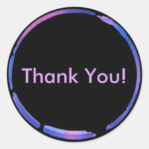 Neon Waterverf verfring, roze dank u Ronde Sticker