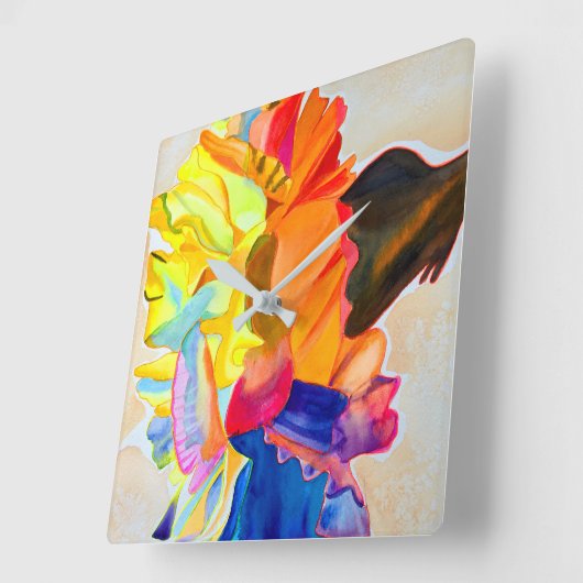 Neon waterverf vierkante klok (Hoek)