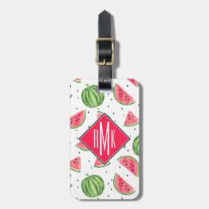 Neon Waterverf Watermeloenen Patroon Bagagelabel