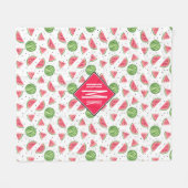 Neon Waterverf Watermeloenen Patroon Fleece Deken (Voorkant (Horizontaal))