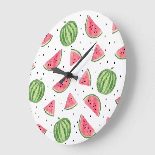 Neon Waterverf Watermeloenen Patroon Grote Klok (Hoek)