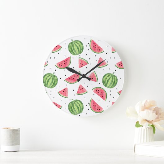 Neon Waterverf Watermeloenen Patroon Grote Klok (Huis)