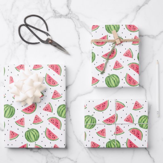 Neon Waterverf Watermeloenen Patroon Inpakpapier Vel (Voorkant)