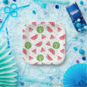 Neon Waterverf Watermeloenen Patroon Papieren Bordje