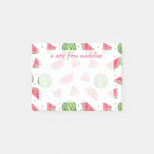 Neon Waterverf Watermeloenen Patroon Post-it® Notes (Voorkant)