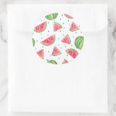 Neon Waterverf Watermeloenen Patroon Ronde Sticker (Tas)