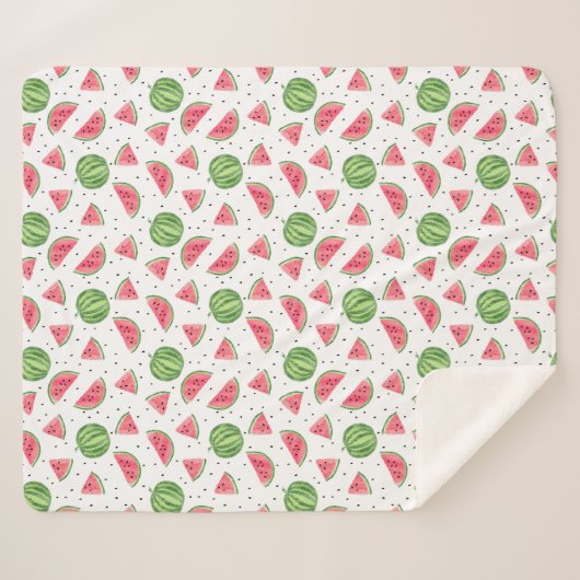 Neon Waterverf Watermeloenen Patroon Sherpa Deken (Voorkant (horizontaal))