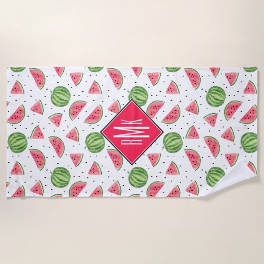 Neon Waterverf Watermeloenen Patroon Strandlaken (Voorkant)
