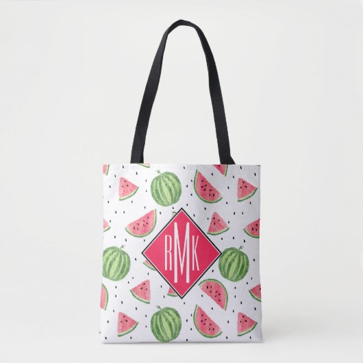 Neon Waterverf Watermeloenen Patroon Tote Bag (Voorkant)