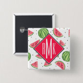 Neon Waterverf Watermeloenen Patroon Vierkante Button 5,1 Cm (Voorkant /achterkant)
