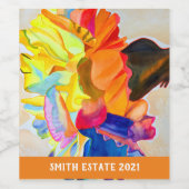 Neon waterverf wijn etiket (Enkel label)