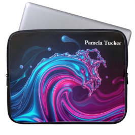 Neon Wave Futuristic Cyberpunk Gaming  Laptop Sleeve