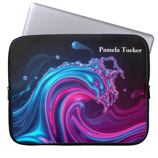 Neon Wave Futuristic Cyberpunk Gaming  Laptop Sleeve (Voorkant)