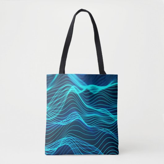 Neon waves of numerous abstract lines and rows com tote bag (Voorkant)