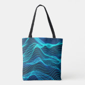 Neon waves of numerous abstract lines and rows com tote bag (Achterkant)
