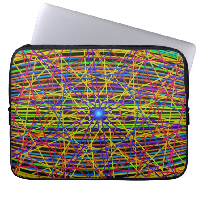 Neon Web Fractal Laptop Sleeve (Voorkant)