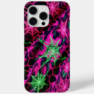 Neon web, spinnenwebpatroon, camouflage iPhone 15 pro max hoesje