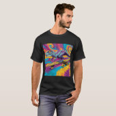 Neon Wervelende Dino Skater T-shirt (Voorkant volledig)